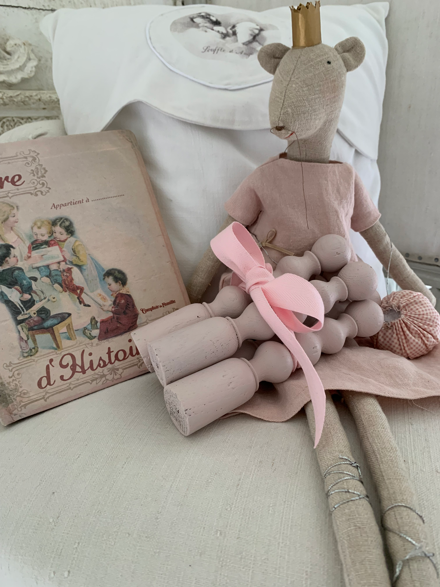 Lot de 5 quilles rose poudré