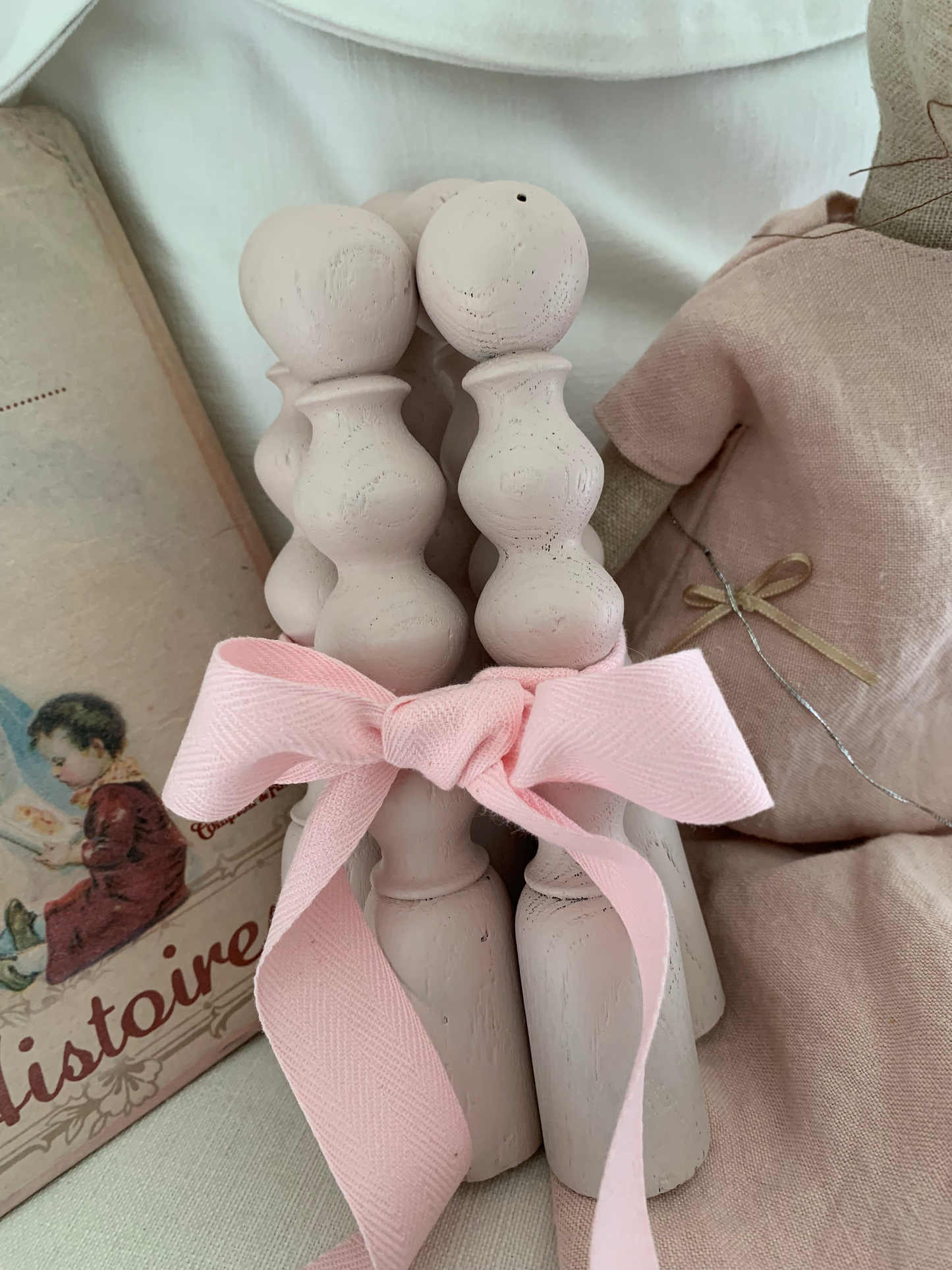 Lot de 5 quilles rose poudré