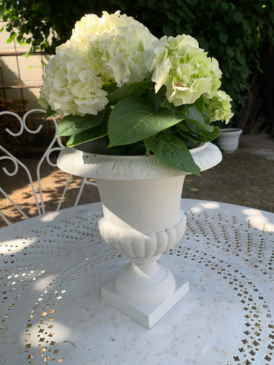 Vase Médicis – Fonte Patinée Blanc Grisé