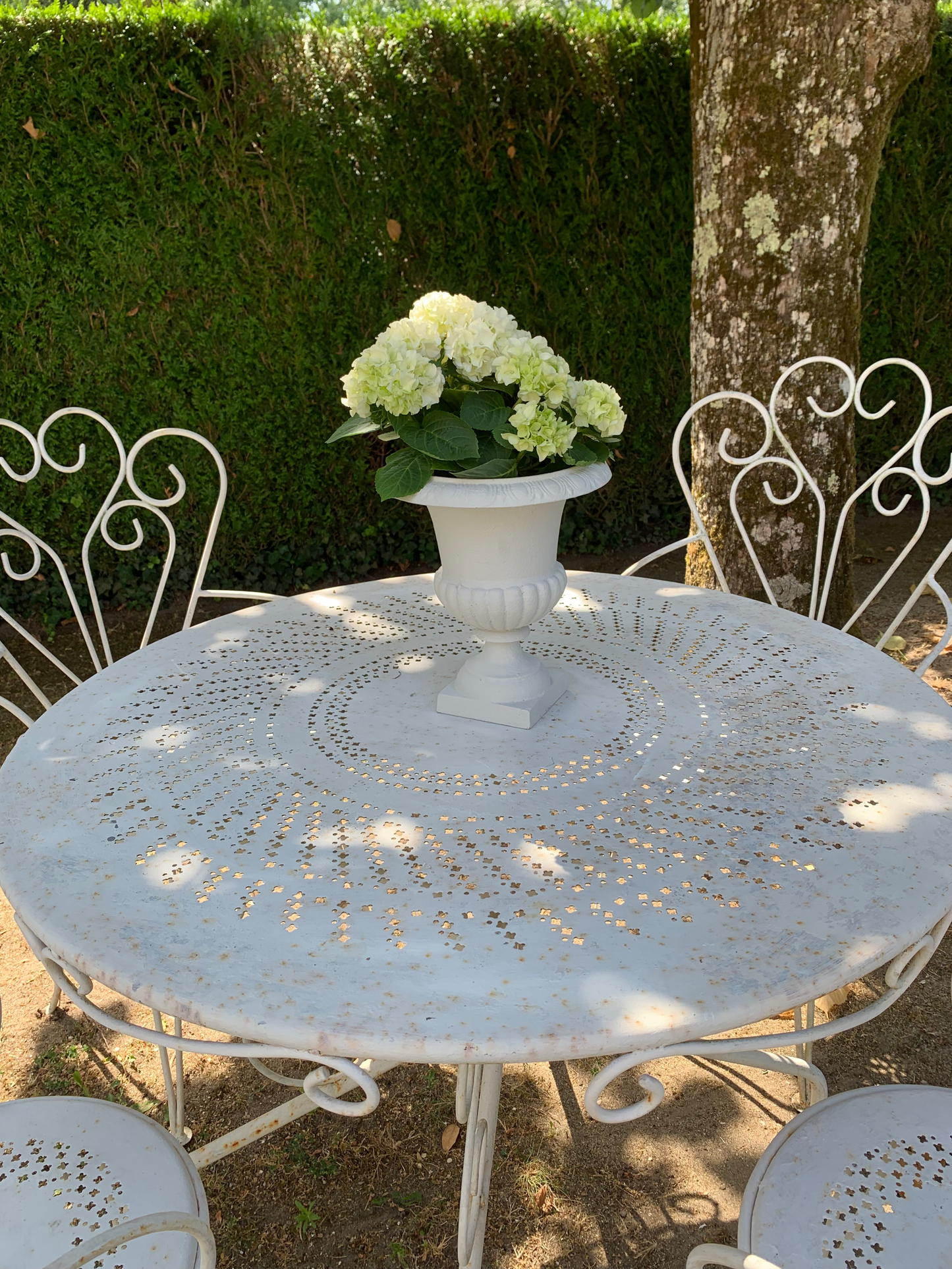 Vase Médicis – Fonte Patinée Blanc Grisé